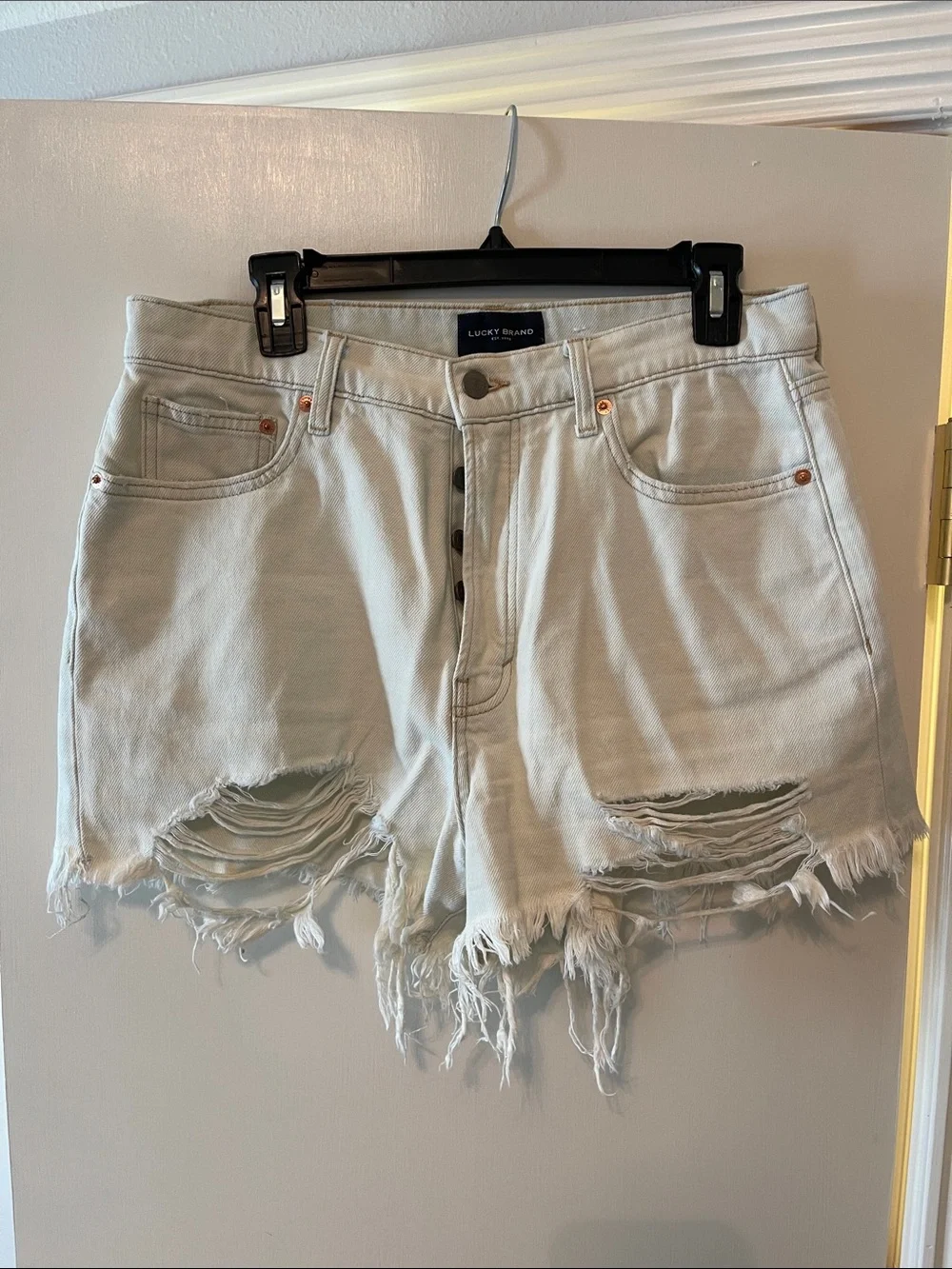 Lucky Brand Light Blue Distressed Denim Cutoff Shorts 10/30